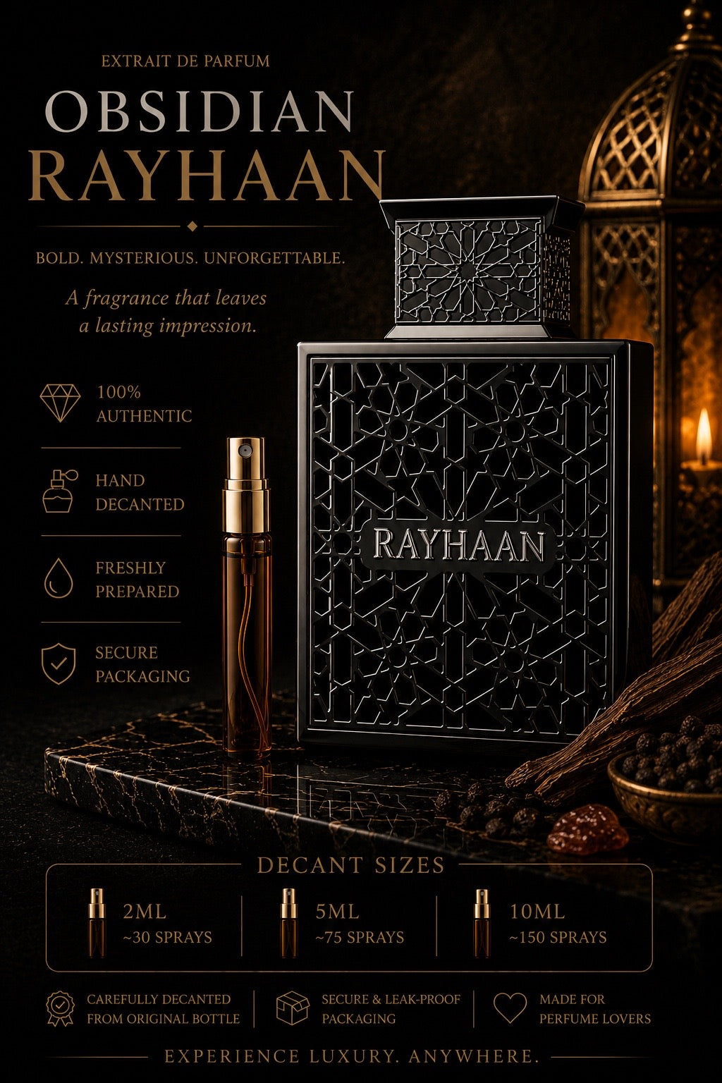 Rayhaan Obsidian Eau De Parfum - 10 ml sample