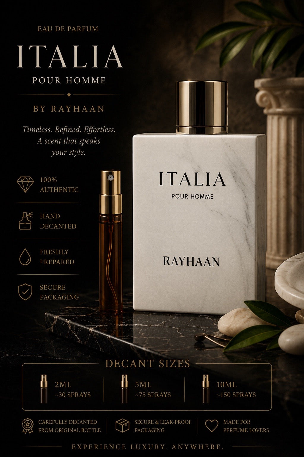 Italia Pour Homme Rayhaan Eau De Parfum - 10ml sample